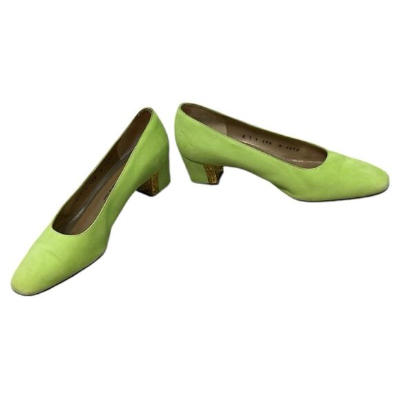St. John Suede Leather Heels - Women's Size 7 Green - Picture 3 of 10